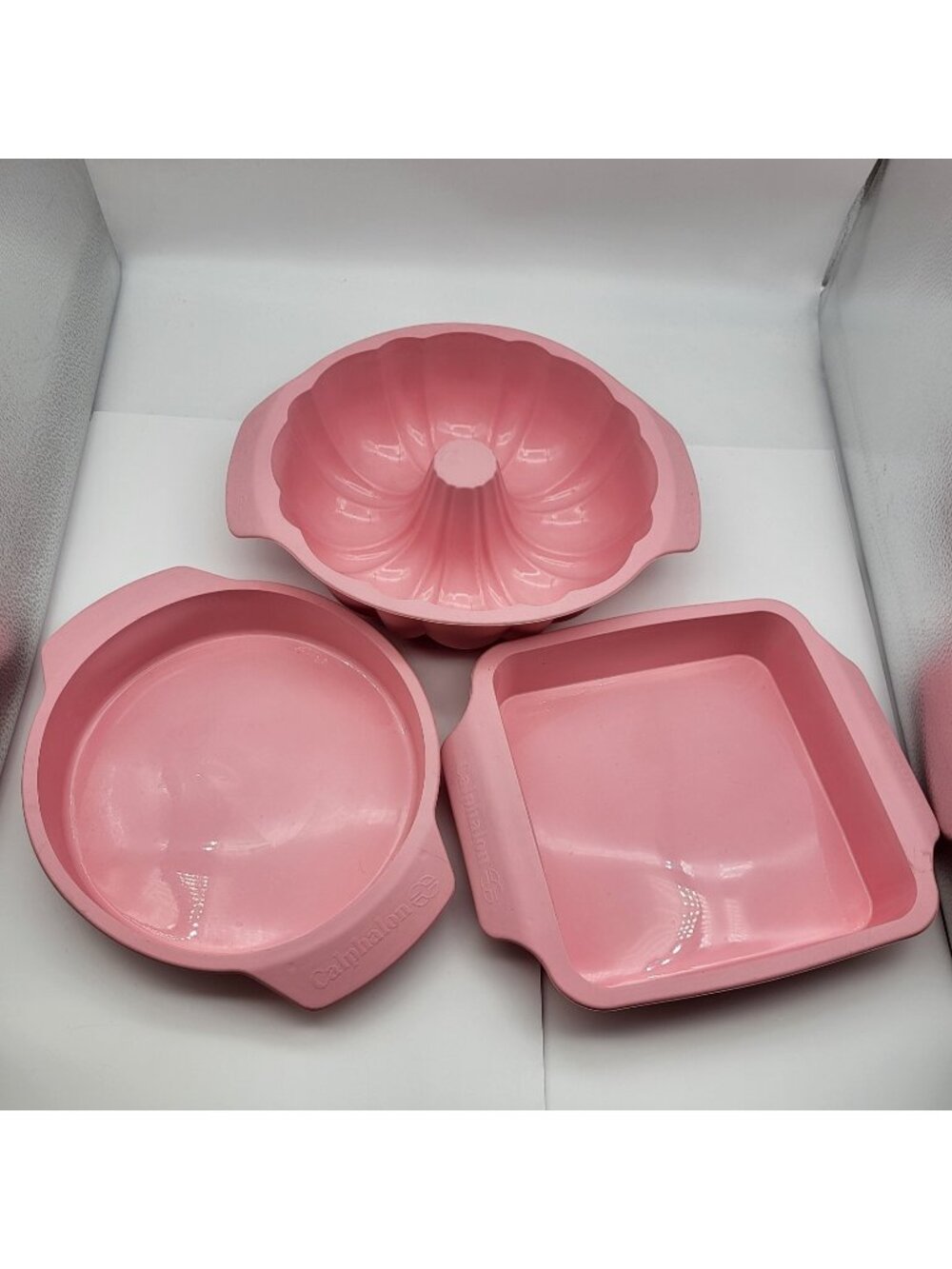 Calphalon Pink Silicone Baking Pans Lot Of 3 round square